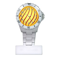 Yellow Striped Easter Egg Gold Plastic Nurses Watch by Alisyart