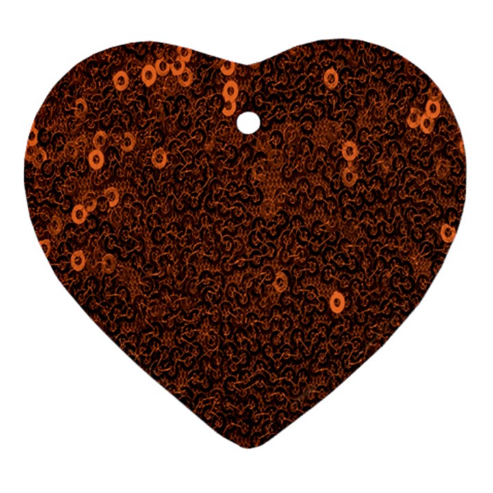 Brown Sequins Background Heart Ornament (Two Sides)