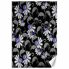 Flourish Floral Purple Grey Black Flower Canvas 20  X 30   by Alisyart