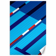 Minimal Swim Blue Illustration Pool Canvas 24  X 36  by Alisyart