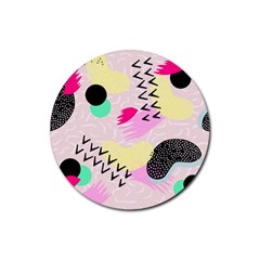 Pink Circle Red Pattern,sexy Rubber Coaster (round)  by Alisyart