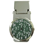 Question Mark White Green Think Money Clip Watches Front