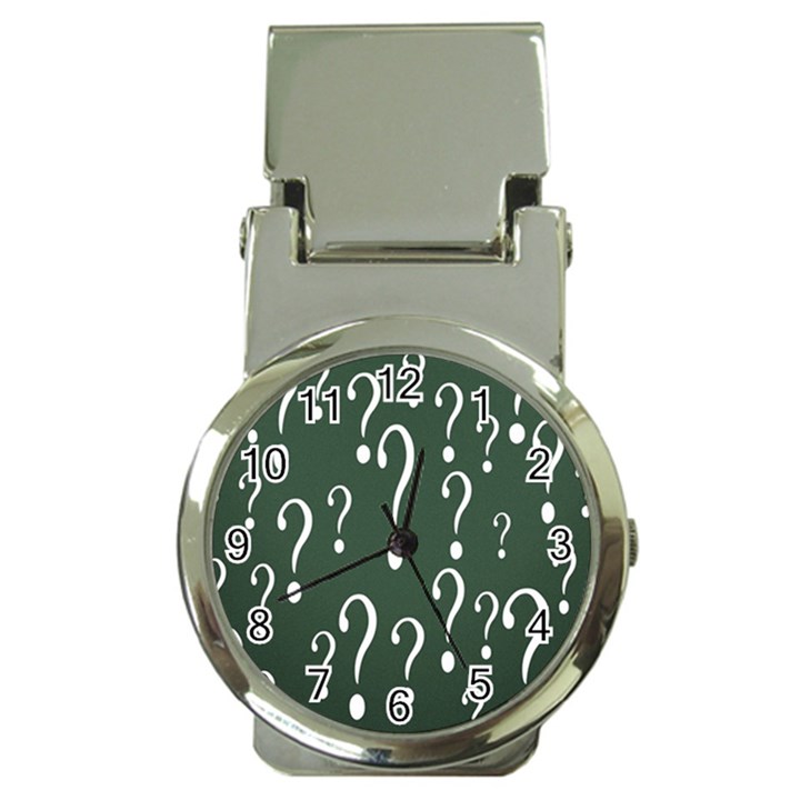 Question Mark White Green Think Money Clip Watches