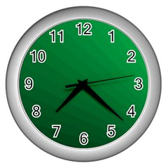 Green Beach Fractal Backdrop Background Wall Clocks (silver)  by Simbadda