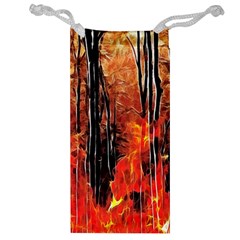 Forest Fire Fractal Background Jewelry Bag by Simbadda