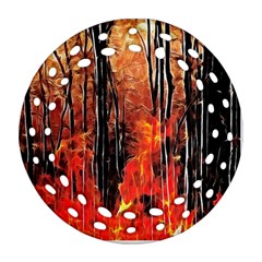 Forest Fire Fractal Background Round Filigree Ornament (two Sides) by Simbadda