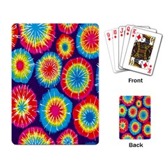 Tie Dye Circle Round Color Rainbow Red Purple Yellow Blue Pink Orange Playing Card by Alisyart