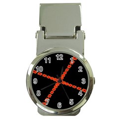Red Fractal Cross Digital Computer Graphic Money Clip Watches by Simbadda