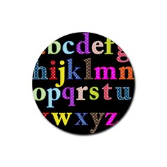 Alphabet Letters Colorful Polka Dots Letters In Lower Case Rubber Round Coaster (4 Pack)  by Simbadda