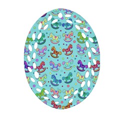 Toys Pattern Oval Filigree Ornament (two Sides)