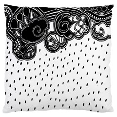 Batik Rain Black Flower Spot Large Flano Cushion Case (one Side) by Mariart