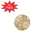 Flower Floral Star Sunflower Grey 1  Mini Buttons (10 pack)  Front