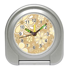 Flower Floral Star Sunflower Grey Travel Alarm Clocks by Mariart