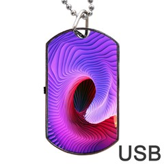 Digital Art Spirals Wave Waves Chevron Red Purple Blue Pink Dog Tag Usb Flash (two Sides) by Mariart