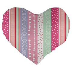 Heart Love Valentine Polka Dot Pink Blue Grey Purple Red Large 19  Premium Heart Shape Cushions by Mariart