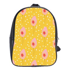 Flower Floral Tulip Leaf Pink Yellow Polka Sot Spot School Bags (xl)  by Mariart