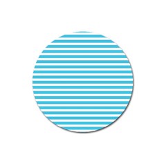 Horizontal Stripes Blue Magnet 3  (round) by Mariart