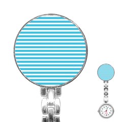 Horizontal Stripes Blue Stainless Steel Nurses Watch by Mariart