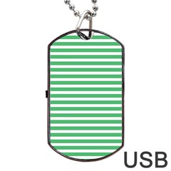 Horizontal Stripes Green Dog Tag Usb Flash (two Sides) by Mariart