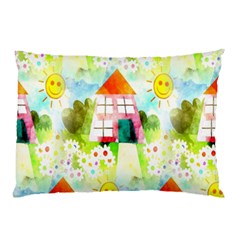 Summer House And Garden A Completely Seamless Tile Able Background Pillow Case by Simbadda