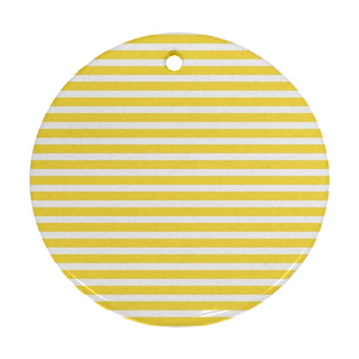 Horizontal Stripes Yellow Round Ornament (Two Sides)