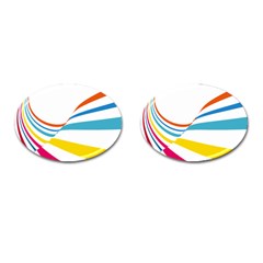 Line Rainbow Orange Blue Yellow Red Pink White Wave Waves Cufflinks (oval) by Mariart
