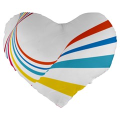 Line Rainbow Orange Blue Yellow Red Pink White Wave Waves Large 19  Premium Flano Heart Shape Cushions by Mariart