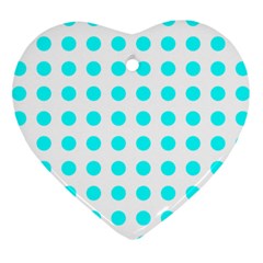 Polka Dot Blue White Ornament (heart) by Mariart