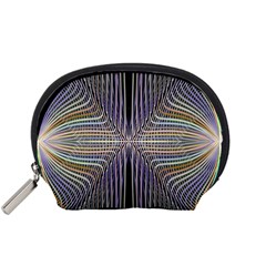 Color Fractal Symmetric Wave Lines Accessory Pouches (small)  by Simbadda