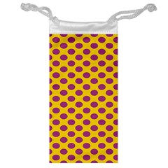 Polka Dot Purple Yellow Orange Jewelry Bag by Mariart