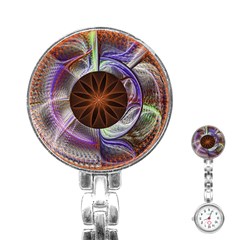 Background Image With Hidden Fractal Flower Stainless Steel Nurses Watch by Simbadda