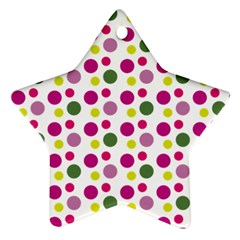 Polka Dot Purple Green Yellow Ornament (star) by Mariart