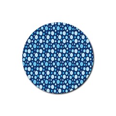 Polka Dot Blue Rubber Round Coaster (4 Pack)  by Mariart