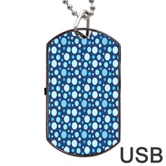 Polka Dot Blue Dog Tag Usb Flash (one Side)