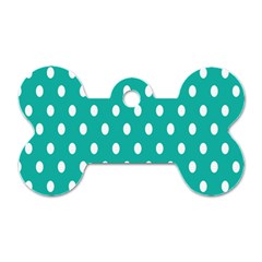 Polka Dots White Blue Dog Tag Bone (two Sides) by Mariart
