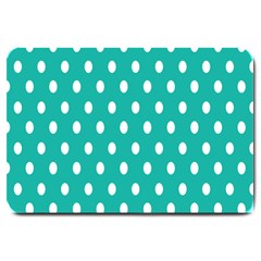 Polka Dots White Blue Large Doormat  by Mariart