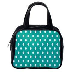 Polka Dots White Blue Classic Handbags (one Side) by Mariart