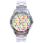 Polka Dot Yellow Green Blue Pink Purple Red Rainbow Color Stainless Steel Analogue Watch