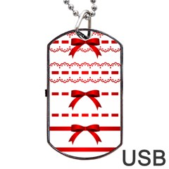 Ribbon Red Line Dog Tag Usb Flash (two Sides) by Mariart