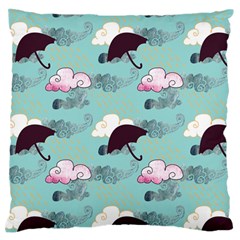 Rain Clouds Umbrella Blue Sky Pink Standard Flano Cushion Case (one Side) by Mariart