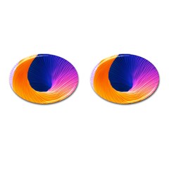 Wave Waves Chefron Color Blue Pink Orange White Red Purple Cufflinks (oval) by Mariart