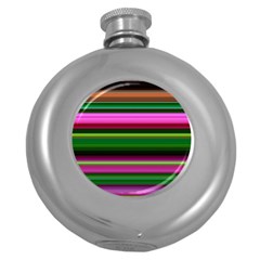 Multi Colored Stripes Background Wallpaper Round Hip Flask (5 Oz)