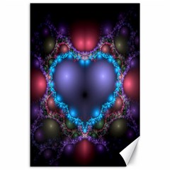 Blue Heart Fractal Image With Help From A Script Canvas 24  X 36  by Simbadda