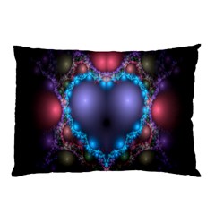 Blue Heart Fractal Image With Help From A Script Pillow Case by Simbadda