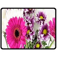 Purple White Flower Bouquet Fleece Blanket (large)  by Simbadda