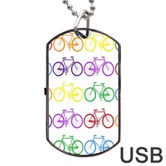 Rainbow Colors Bright Colorful Bicycles Wallpaper Background Dog Tag Usb Flash (two Sides) by Simbadda