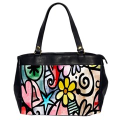 Digitally Painted Abstract Doodle Texture Office Handbags (2 Sides)  by Simbadda
