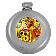 Colourful Abstract Background Design Round Hip Flask (5 Oz) by Simbadda