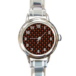 Dollar Sign Graphic Pattern Round Italian Charm Watch