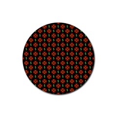 Dollar Sign Graphic Pattern Rubber Round Coaster (4 Pack)  by dflcprints